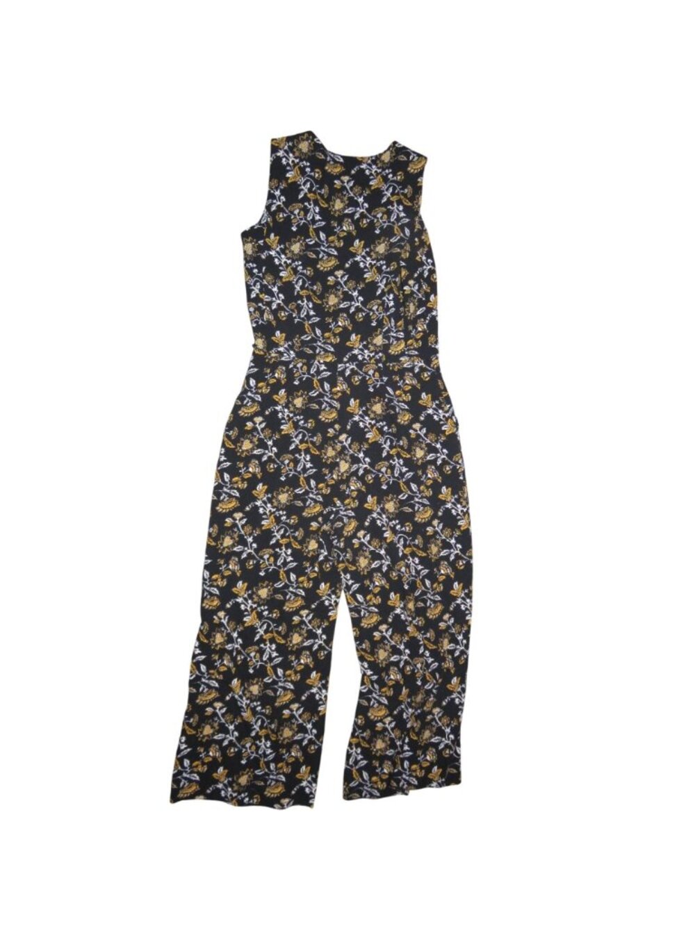 Michael Kors Sleeveless Black Floral capri jumpsuit size 0 PTP 16 length 48.5 - Picture 2 of 7